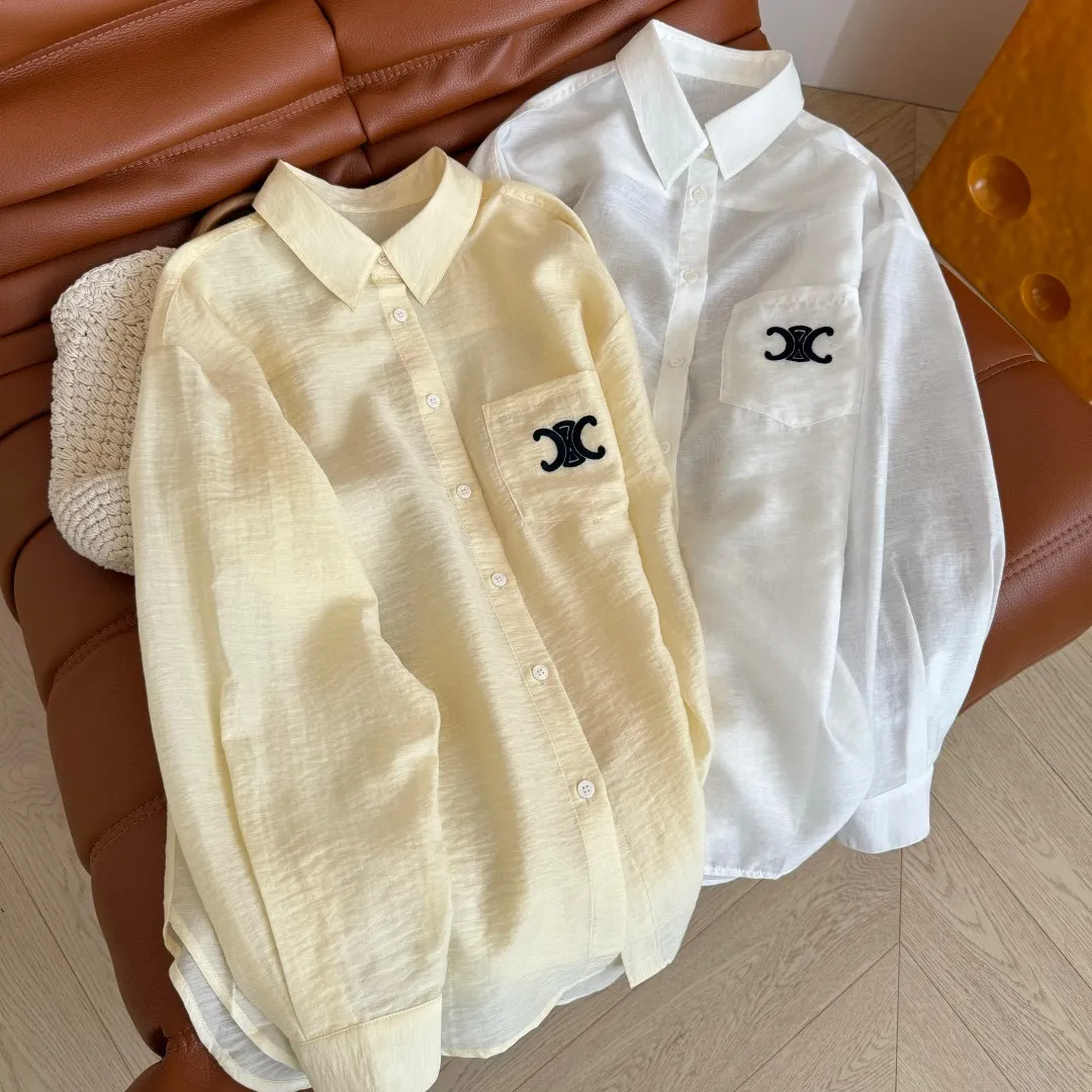 『S-L』UVカット 絶美 通気性 さっぱり 微透け 軽薄 刺繍 紫外線防止 シャツ