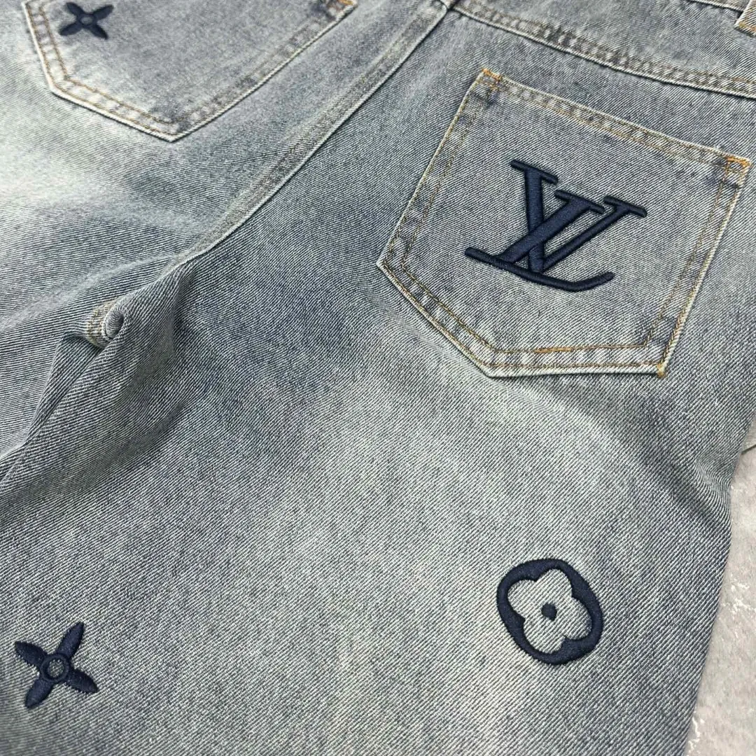『S-L』高見えデザイン 洗練されたデザイン 新作 フル刺繍 綿100% ウォッシュ ジーンズ