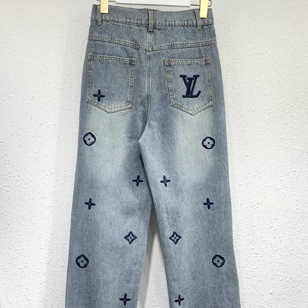 『S-L』高見えデザイン 洗練されたデザイン 新作 フル刺繍 綿100% ウォッシュ ジーンズ