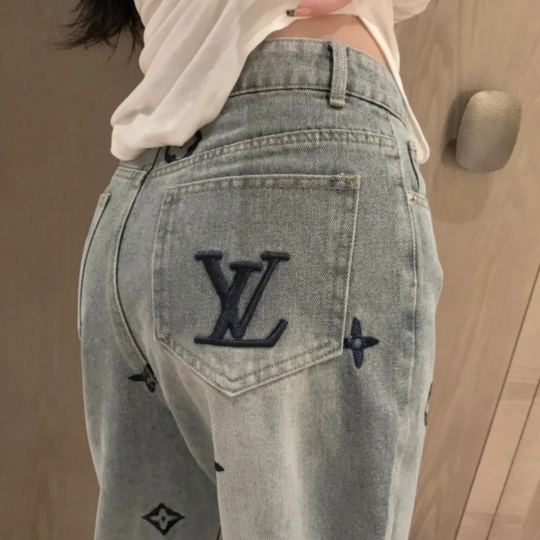 『S-L』高見えデザイン 洗練されたデザイン 新作 フル刺繍 綿100% ウォッシュ ジーンズ