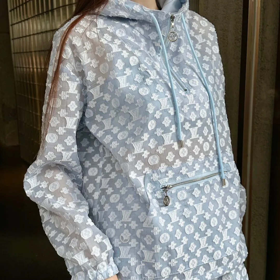 『S-L』上品 クラシック モノグラム ジャカード フード付き UVカット スウェット ショーツ セットアップ