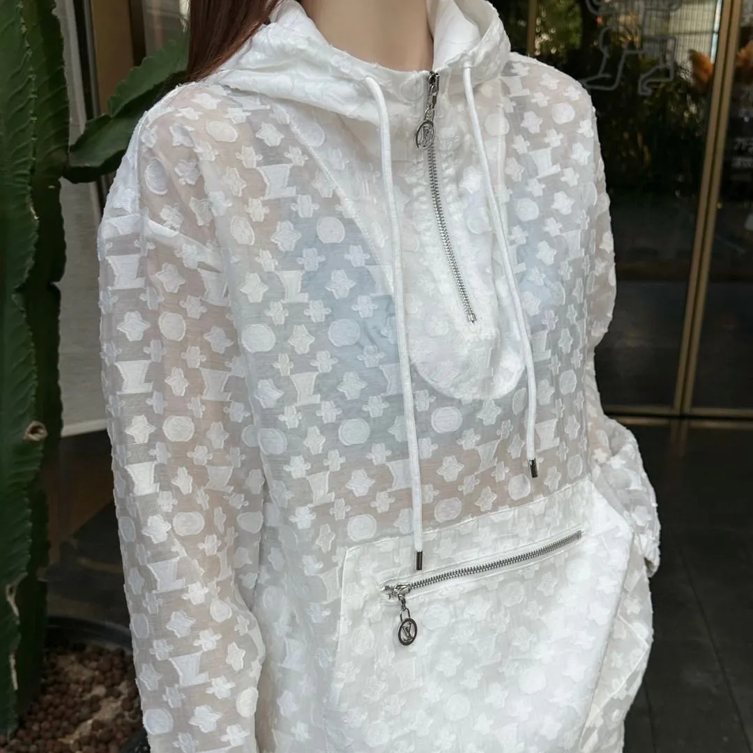 『S-L』上品 クラシック モノグラム ジャカード フード付き UVカット スウェット ショーツ セットアップ