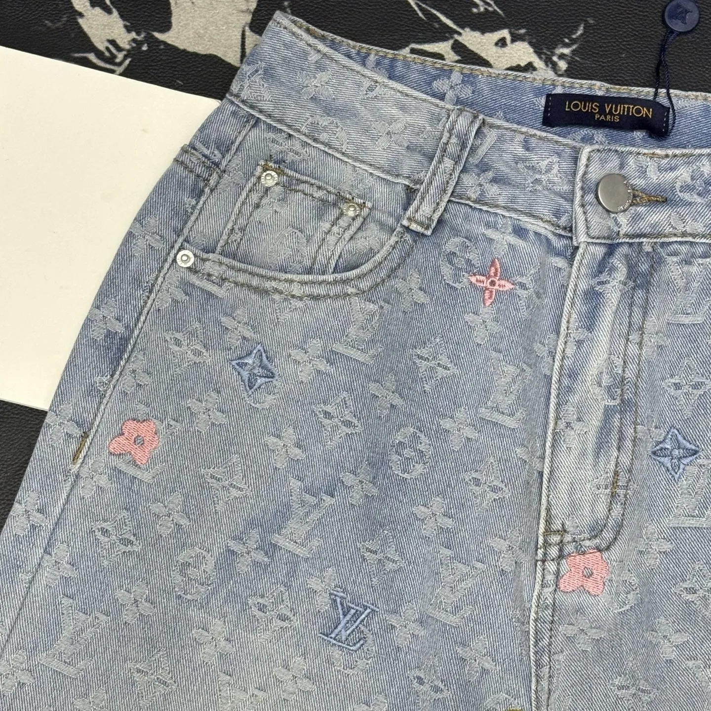 『S-XL』春夏 新作 オールオーバージャカード 刺繍 ストレートジーンズ