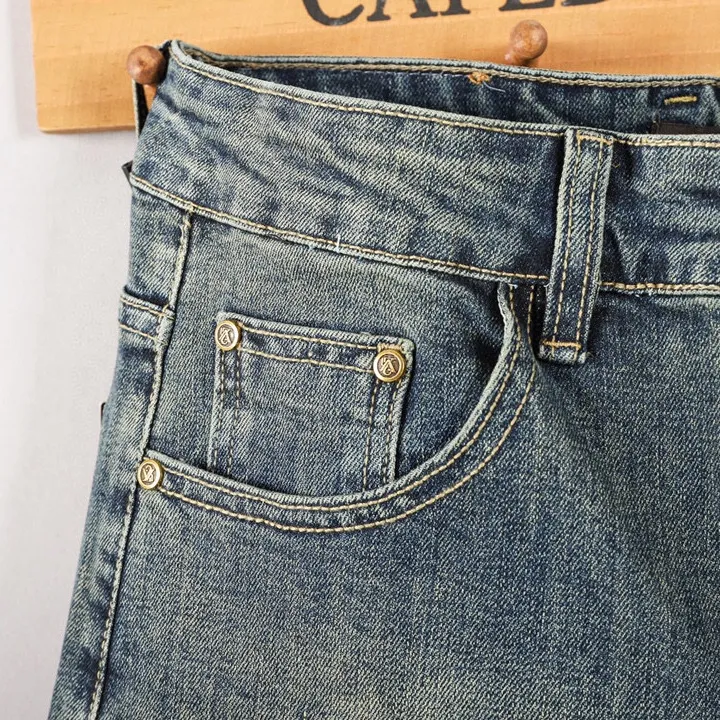 『S-2XL』クラシック ウォッシュ レトロ メンズ スリム スキニー ジーンズ