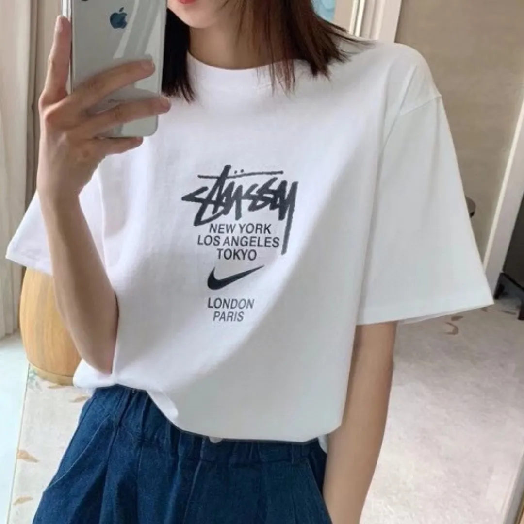 『S-4XL』オシャレ度UP 季節を先取り 特別コラボモデル ゆったりシルエット モノトーン Ｔシャツ