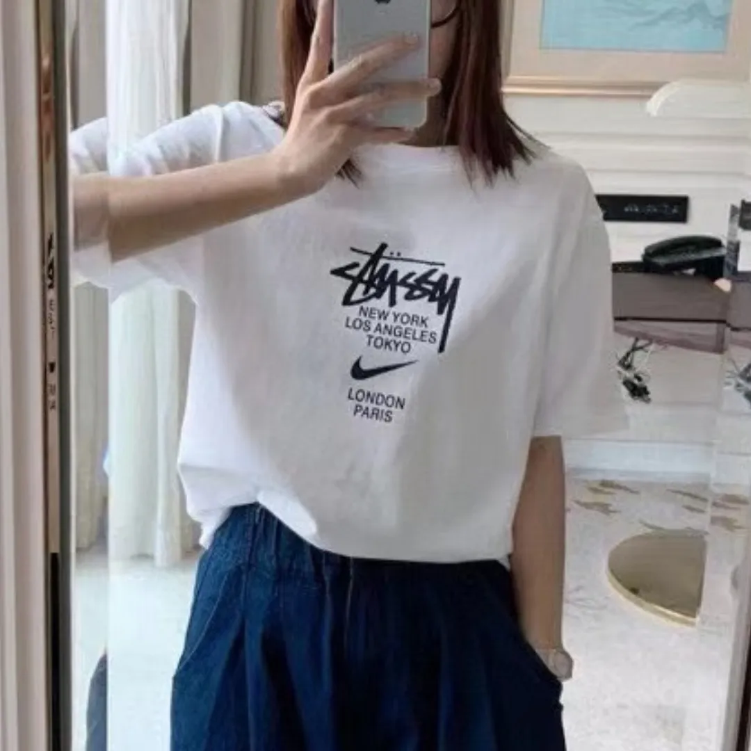 『S-4XL』オシャレ度UP 季節を先取り 特別コラボモデル ゆったりシルエット モノトーン Ｔシャツ