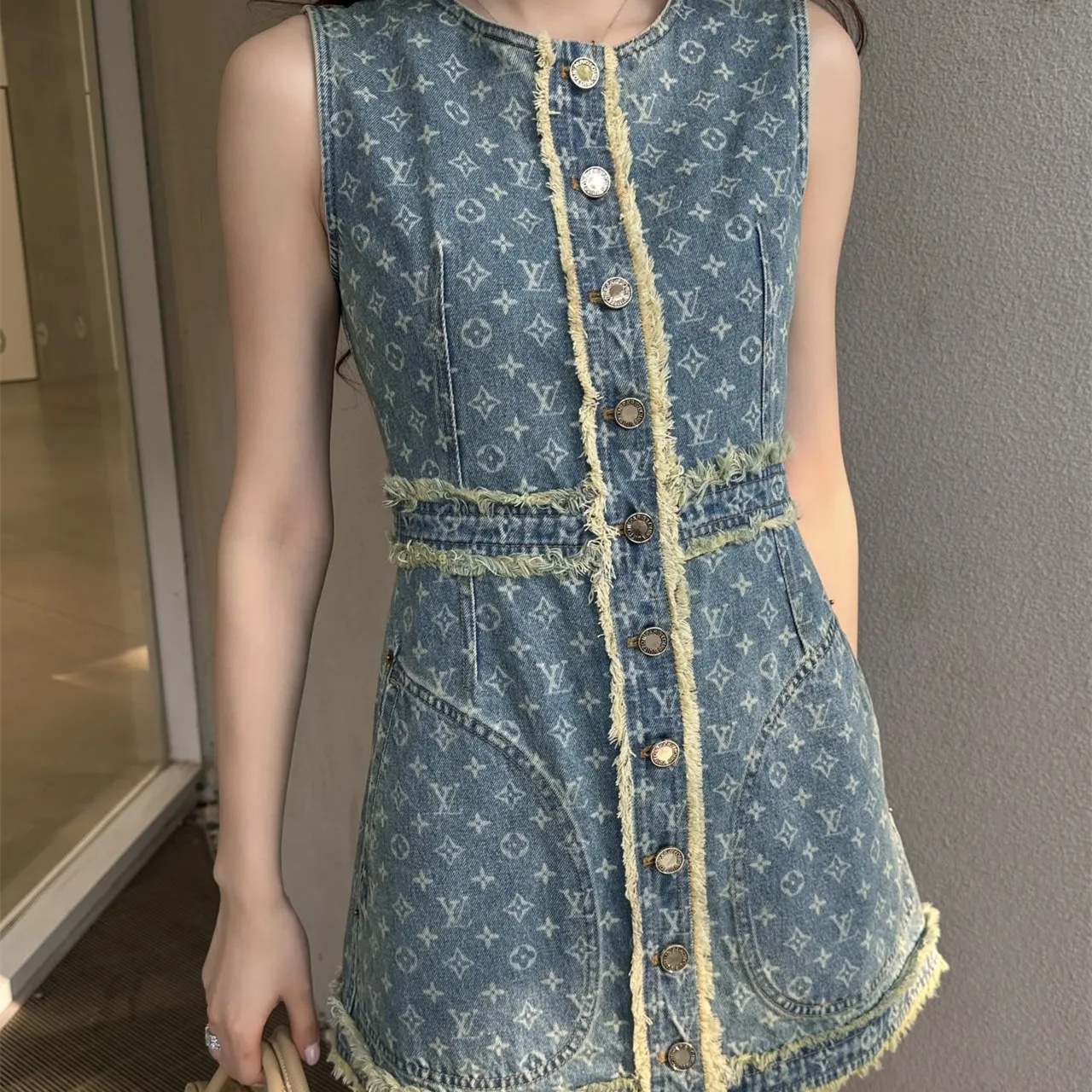 『S-L』大人可愛い 着るだけで特別感 ファッション誌掲載 モード系 ヴィンテージ風 ベストドレス ワンピース