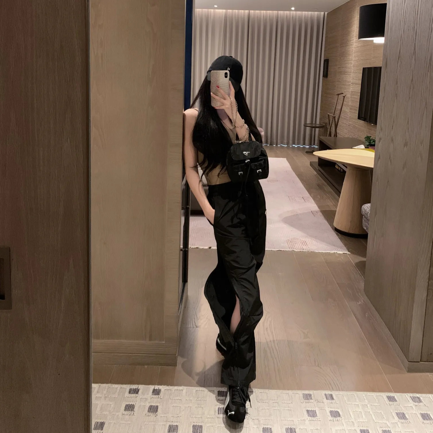 『S-L』ヒット クール ファスナー アクティブ セクシー 通気性 涼感 カジュアル カーゴパンツ
