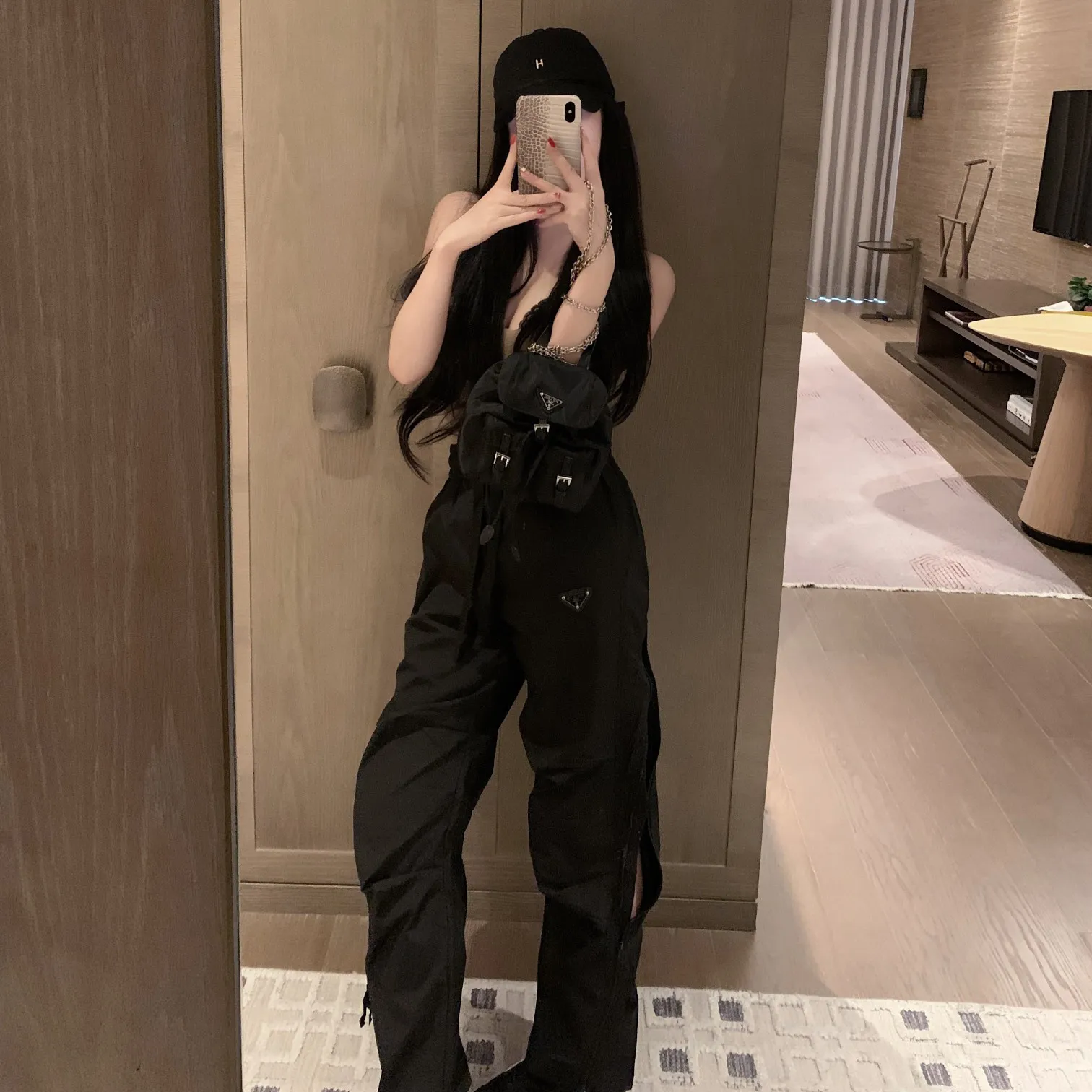『S-L』ヒット クール ファスナー アクティブ セクシー 通気性 涼感 カジュアル カーゴパンツ