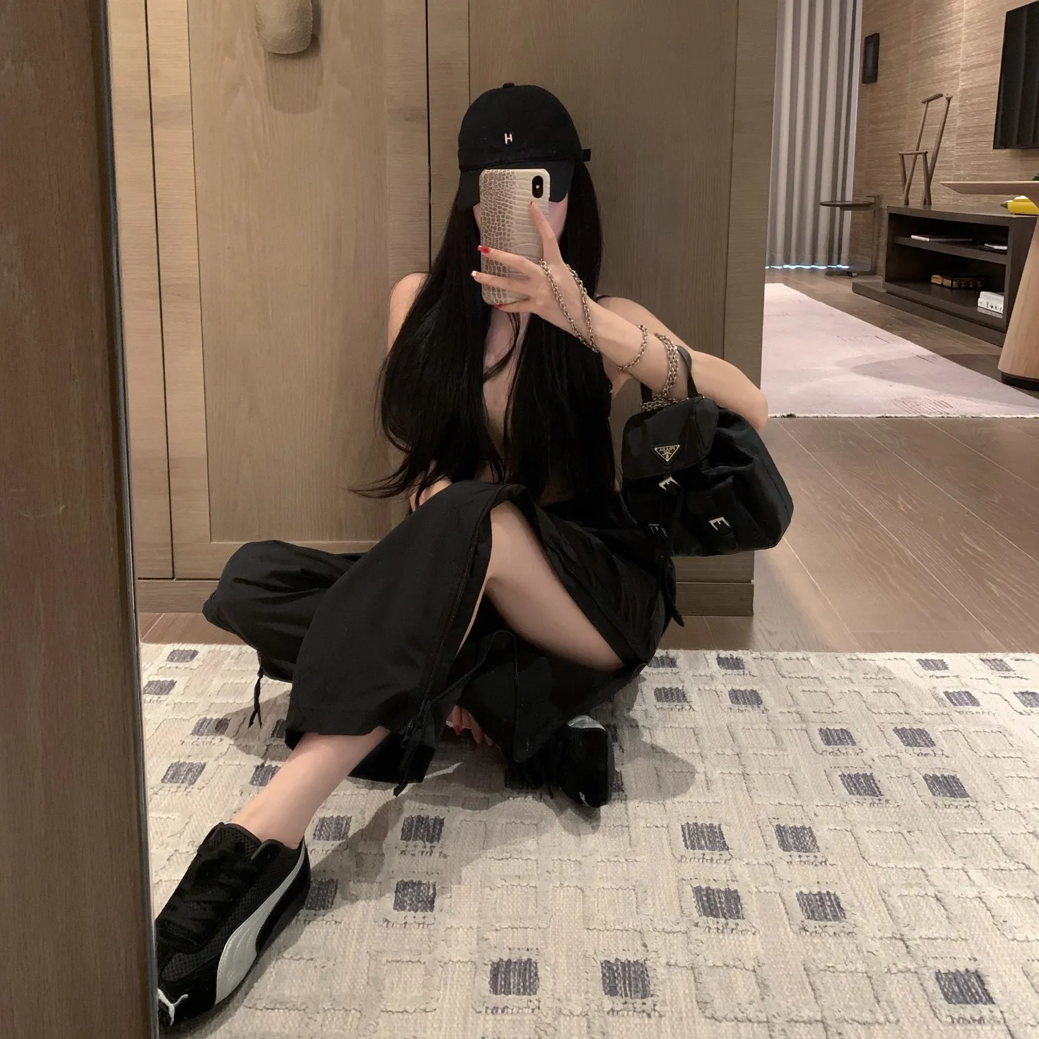 『S-L』ヒット クール ファスナー アクティブ セクシー 通気性 涼感 カジュアル カーゴパンツ