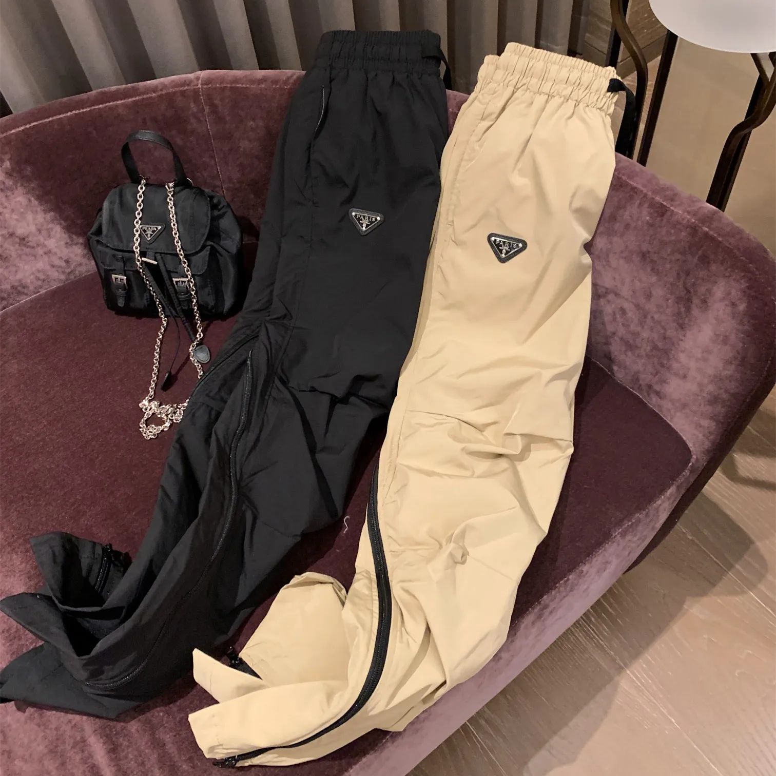 『S-L』ヒット クール ファスナー アクティブ セクシー 通気性 涼感 カジュアル カーゴパンツ