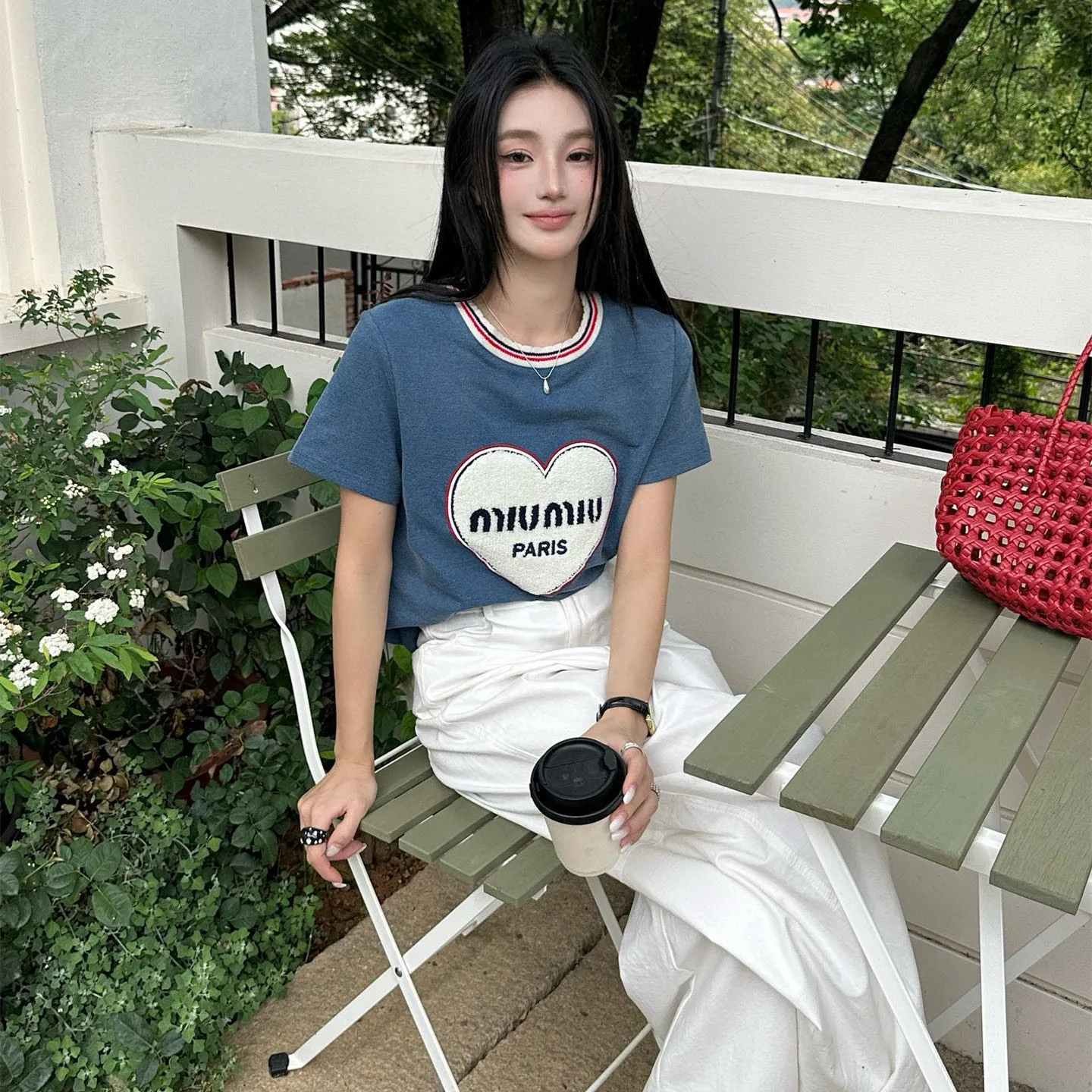 『S-L』春夏 新作 爆売れ中 特製超薄 1枚洗い加工 オーダーリブ 万針刺繍 Tシャツ