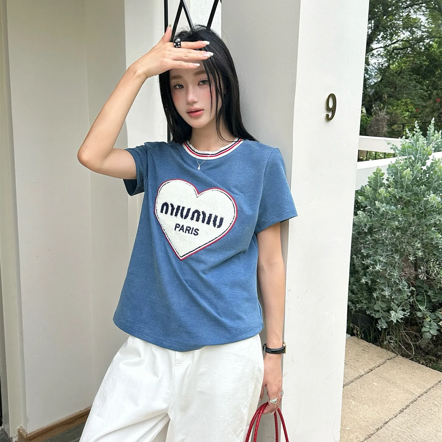 『S-L』春夏 新作 爆売れ中 特製超薄 1枚洗い加工 オーダーリブ 万針刺繍 Tシャツ