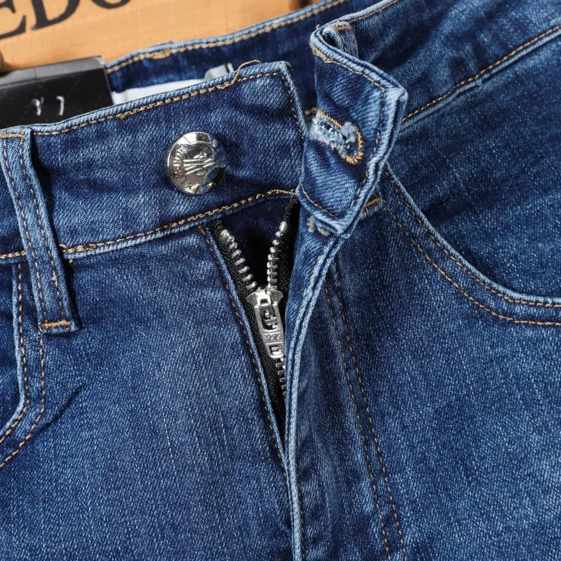 『S-2XL』 春夏用 高級ヴィンテージウォッシュ加工 カジュアルスリムストレートデニムパンツ