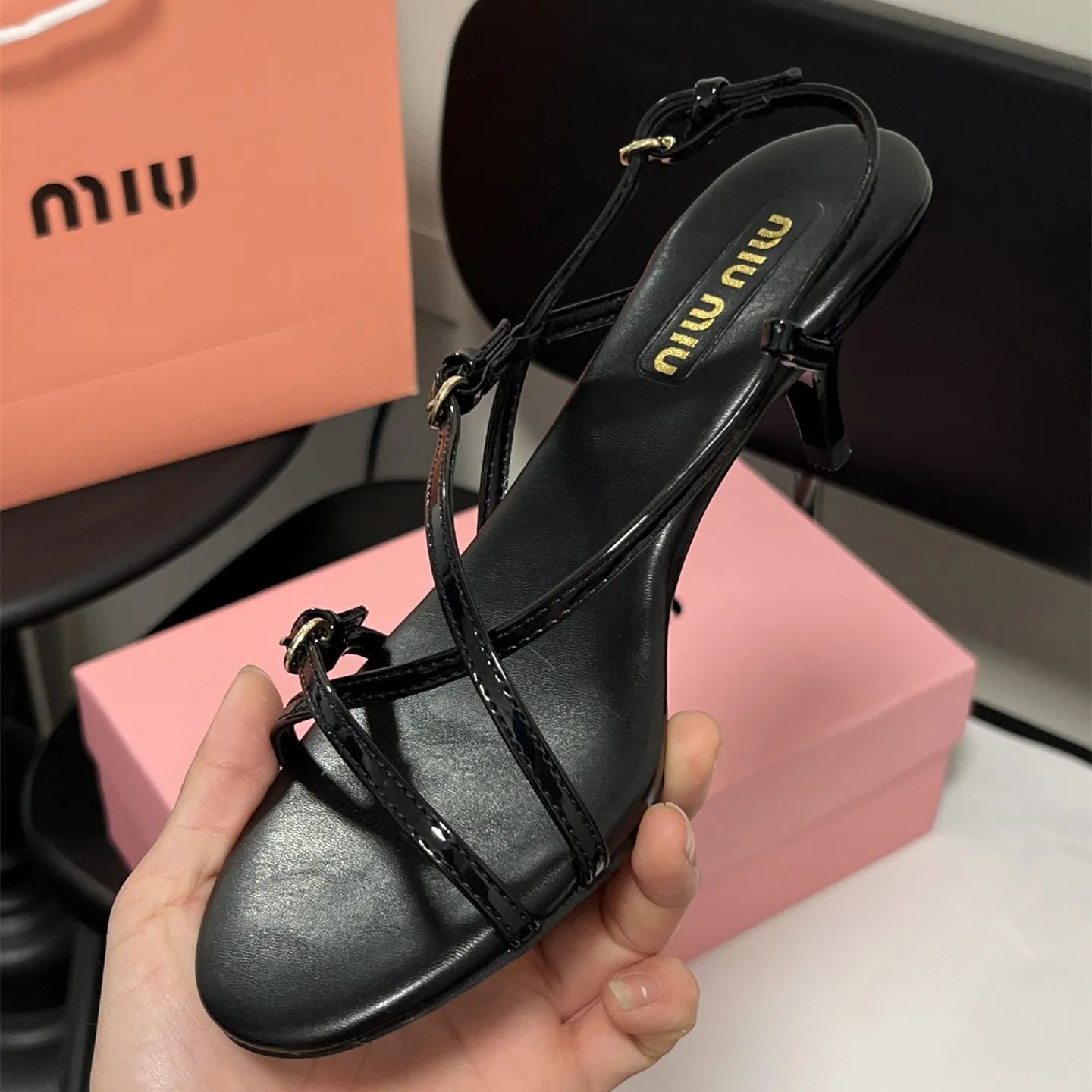 『35-40』ヒット ゴージャス 5.5cmヒール 本革底 キトンヒール オープンバック サンダル ハイヒール