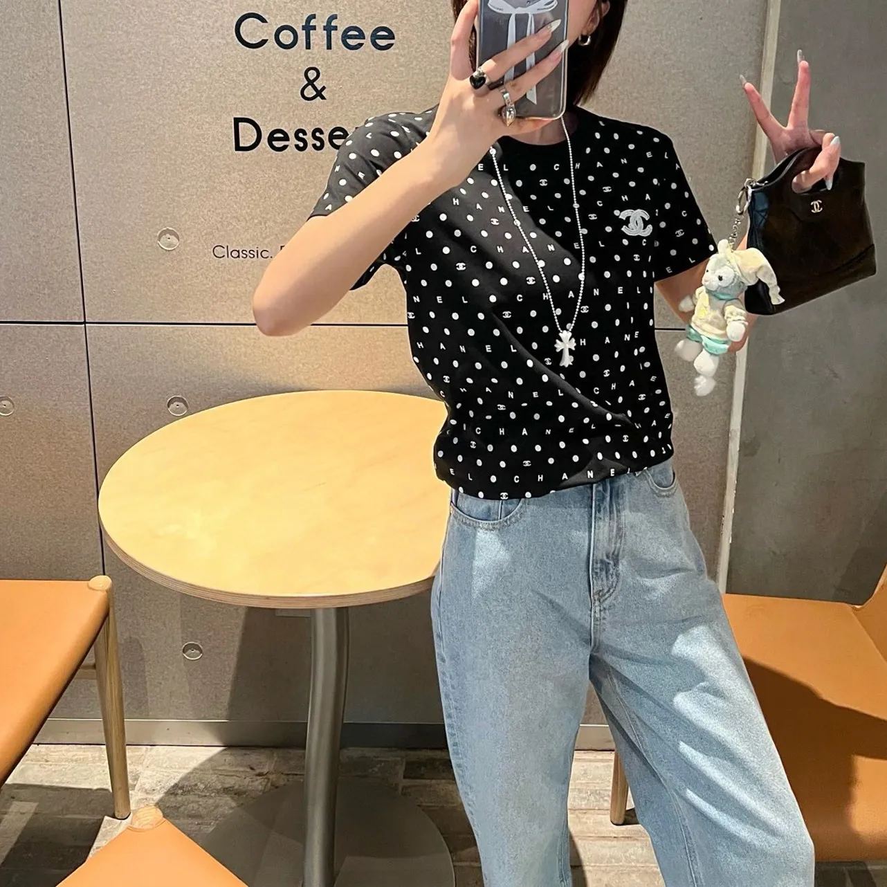 『S-L』新作 プレイフル 活力 水玉 ビーズ 刺繍 シンプル エレガント 柔らかい 快適 通気 綿 半袖