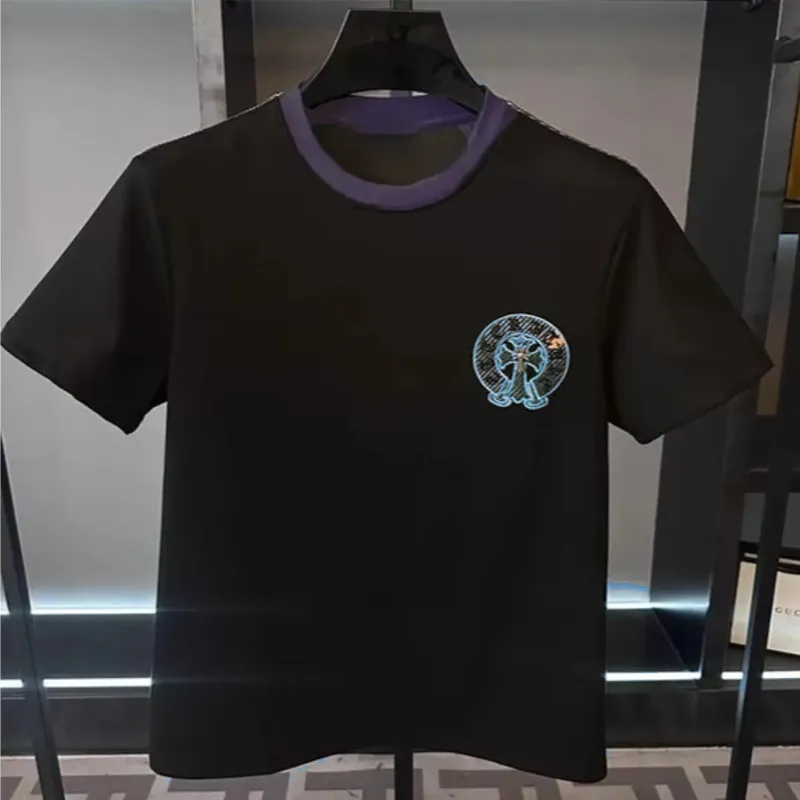 『M-4XL』新作 刺繍 ライトラグジュアリー おしゃれ ネットレッド トレンド スリム クルーネック Tシャツ