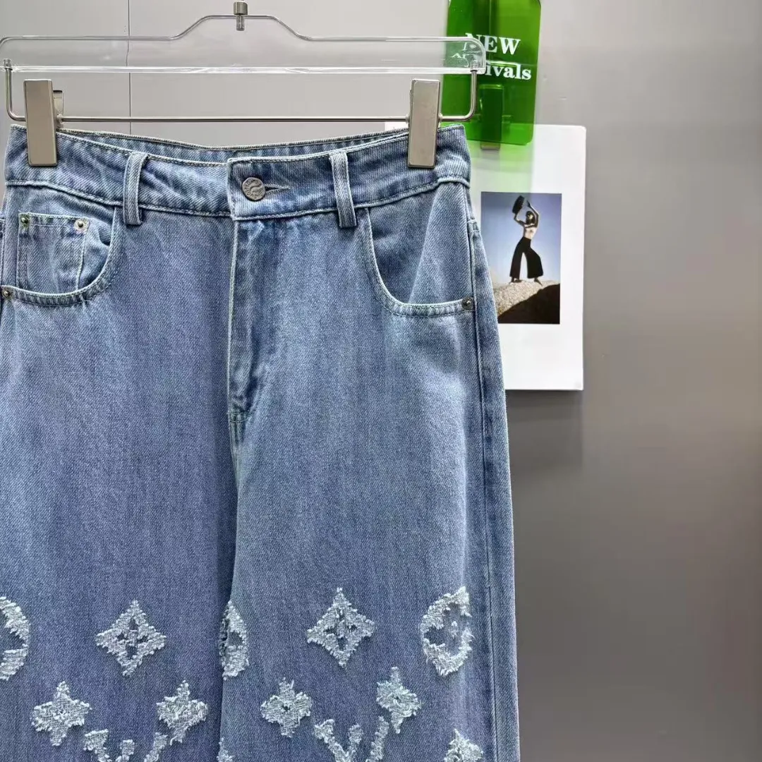 『S-L』好感度100％ 着心地良い 上品  日常 ダメージ加工 デニム ロング パンツ