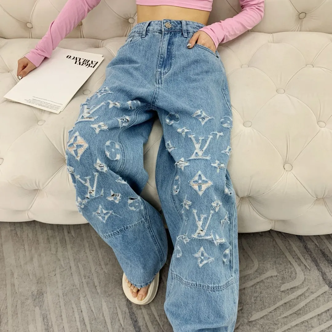 『S-L』好感度100％ 着心地良い 上品  日常 ダメージ加工 デニム ロング パンツ