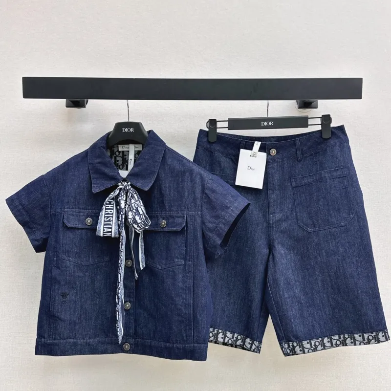 『S-L』 上品 ストリート系 快適  デニム  折り襟 ポケット付き ウエストゴム セットアップ