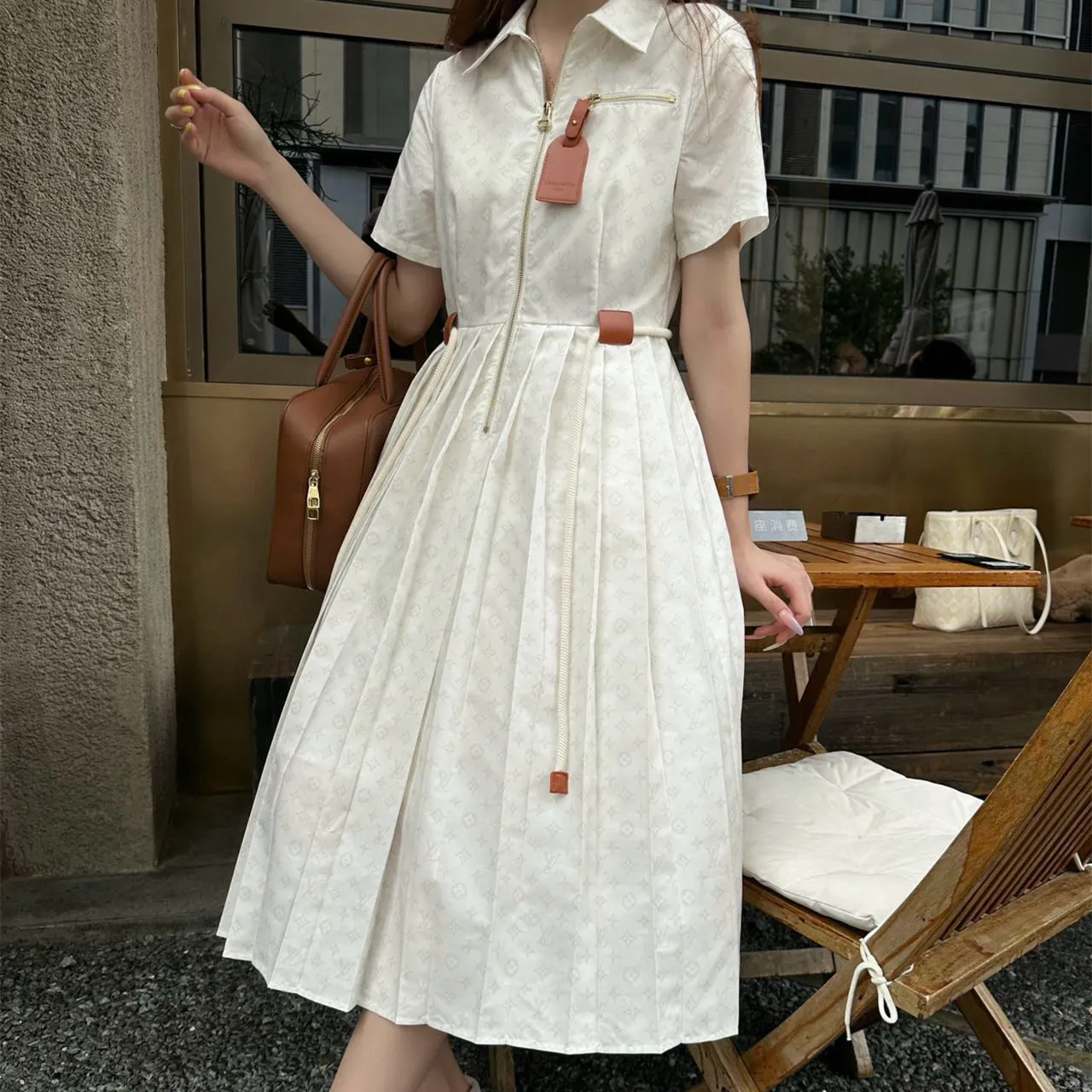 『S-L』大人気 目立つ 質感のいい シンプル ファッション リボン付け ワンピース