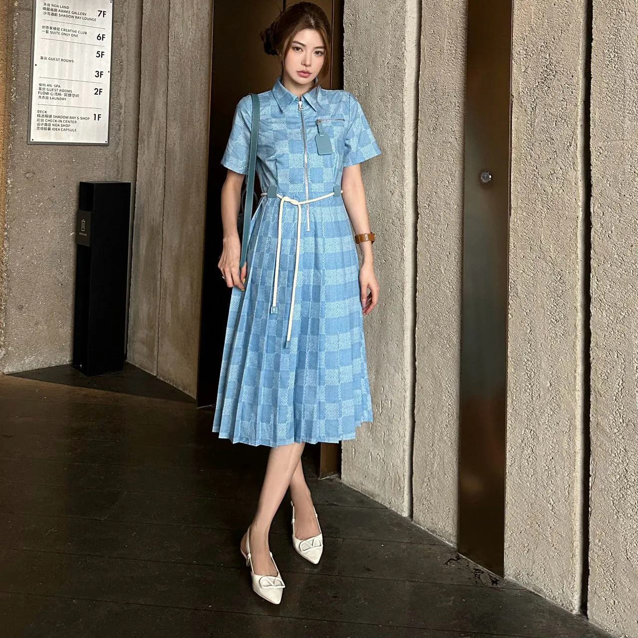 『S-L』大人気 目立つ 質感のいい シンプル ファッション リボン付け ワンピース