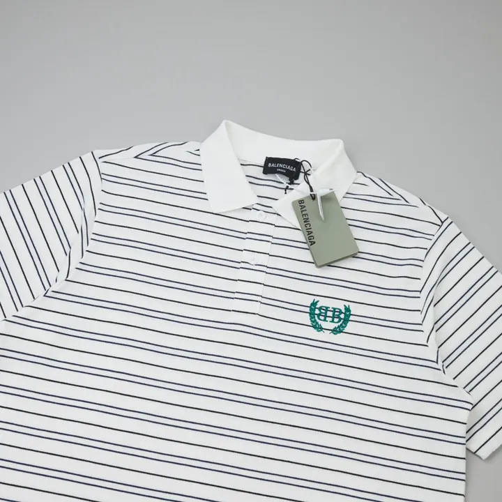 『S-XL』人気爆発中 質感のいい シンプル 折り襟 ボーダー柄 Tシャツ