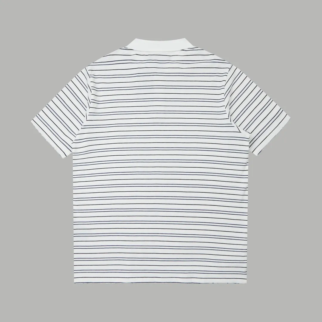 『S-XL』人気爆発中 質感のいい シンプル 折り襟 ボーダー柄 Tシャツ