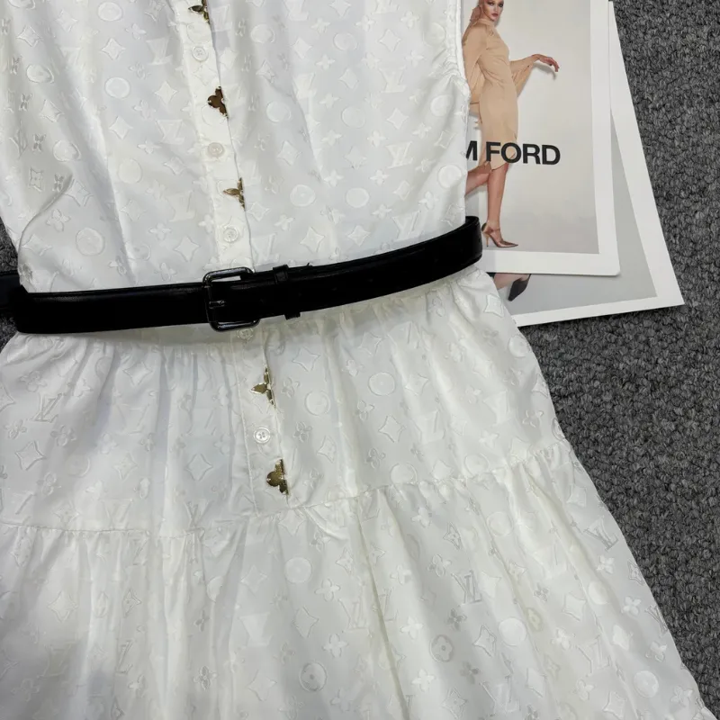 『S-L』超人気商品 美人度アップ 着心地良い ファッション エレガント  ベルト付き 折り襟 ワンピース