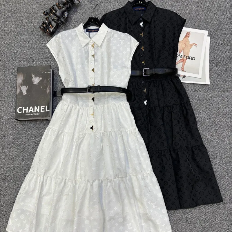 『S-L』超人気商品 美人度アップ 着心地良い ファッション エレガント  ベルト付き 折り襟 ワンピース