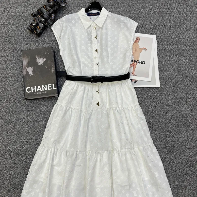 『S-L』超人気商品 美人度アップ 着心地良い ファッション エレガント  ベルト付き 折り襟 ワンピース
