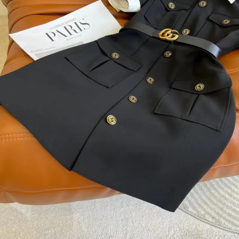 『S-L』話題沸騰中 着回し最強 ファッション ベルト付き ポケット付き ワンピース