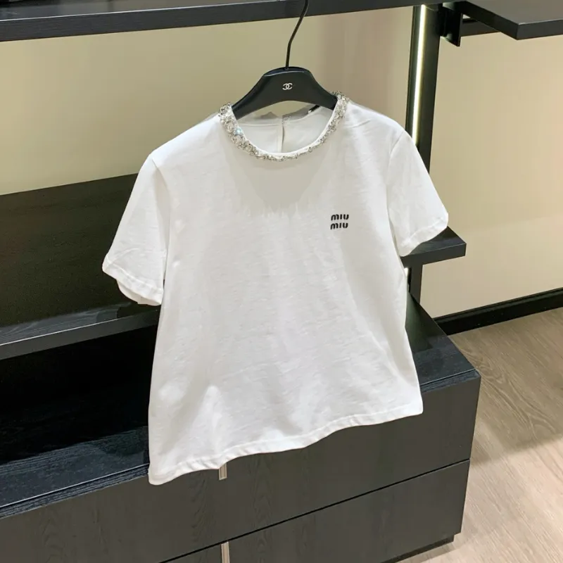『S-L』人気上昇中 魅力的 エレガント ラインストーン コットン Ｔシャツ