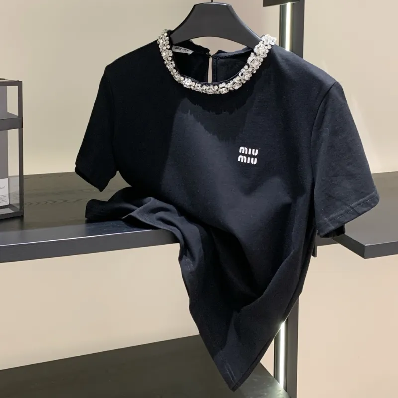 『S-L』人気上昇中 魅力的 エレガント ラインストーン コットン Ｔシャツ