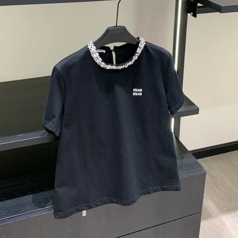 『S-L』人気上昇中 魅力的 エレガント ラインストーン コットン Ｔシャツ