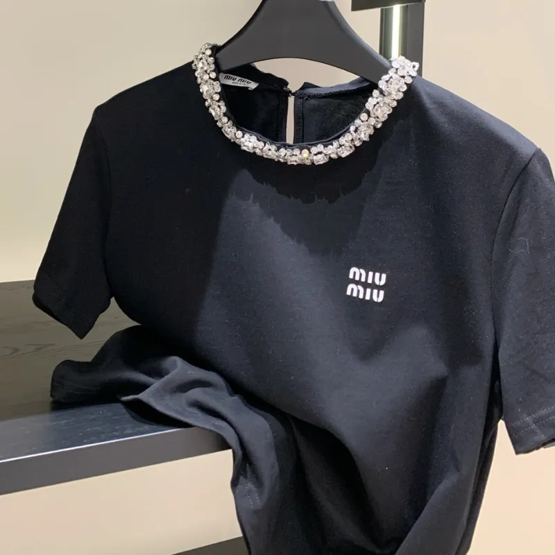 『S-L』人気上昇中 魅力的 エレガント ラインストーン コットン Ｔシャツ