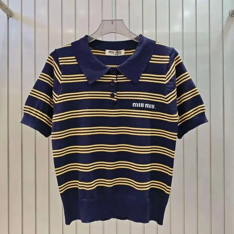 『フリーサイズ』大注目 組み合わせやすい カジュアル ルーズ 折り襟 ボーダー Ｔシャツ