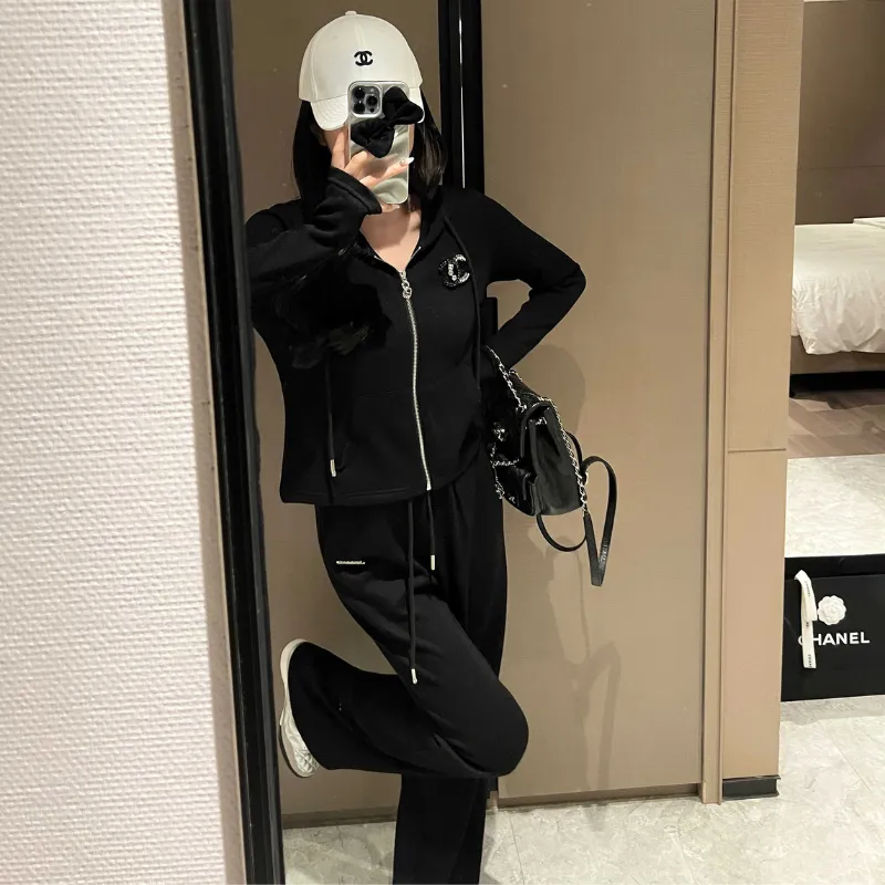 『S-L』話題沸騰中 気質満点 快適 モード ジッパー フード付き セットアップ