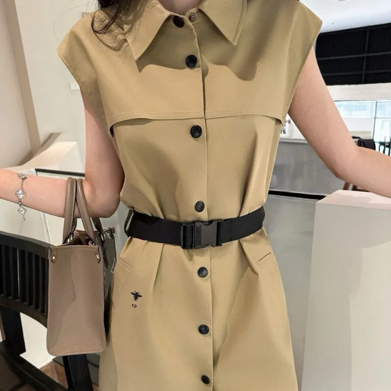 『 S-L』圧倒的セクシー 元気いっぱい レトロ ファッション ボタン 折り襟 ワンピース