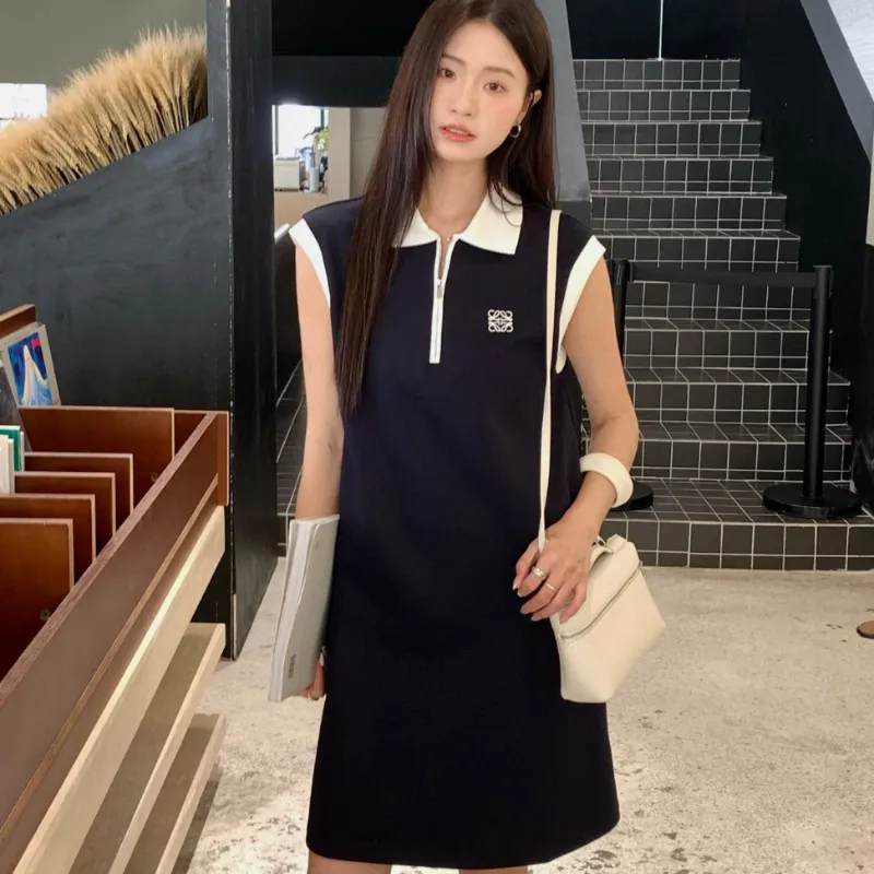 『 S-L』激売れ中 絶対欲しい 美人度アップ トレンド おしゃれ ノースリーブ 折り襟 ワンピース