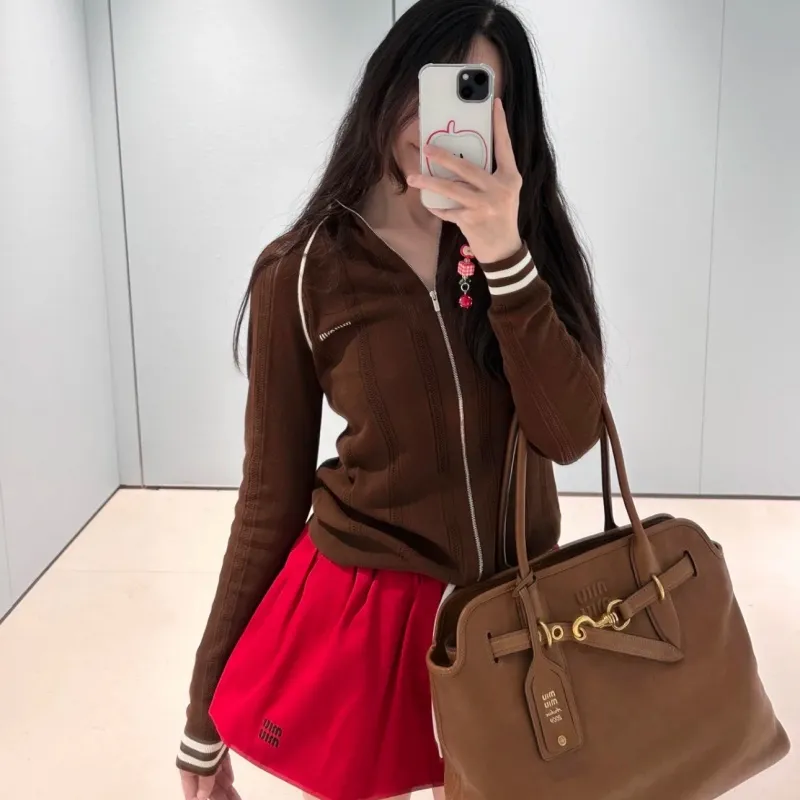 『フリーサイズ』超人気商品 デザイン感 ニットジップアップ アウター
