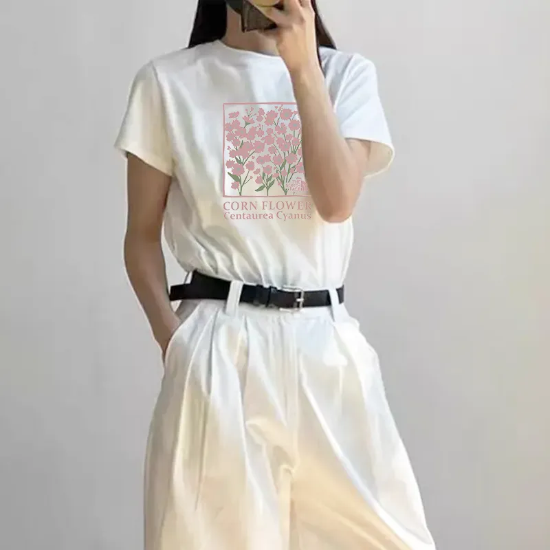 『S-2XL』話題沸騰中 着回し最強 優しい雰囲気 シンプル ガーリッシュ プリント Tシャツ