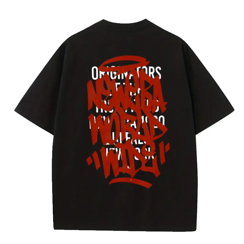 『S-4XL』今季マストバイ オーバーサイズド コットン Tシャツ Graffiti ブラック Tシャツ